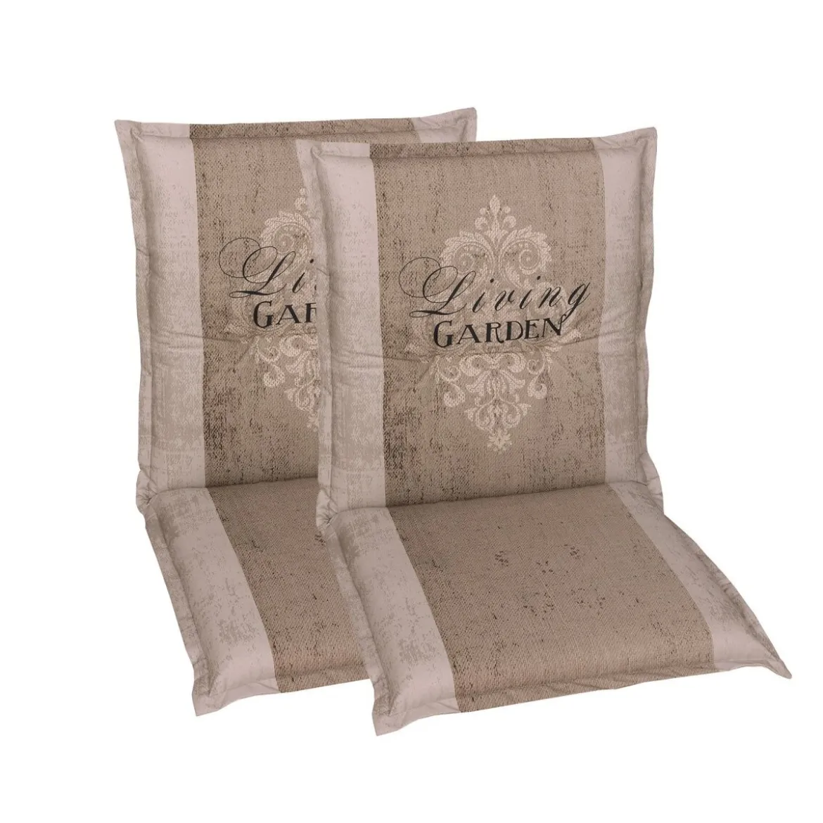 GO-DE Textil Gartenauflage Living Garden (2er Set Niederlehner, Beige) - B-Ware neuwertig