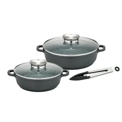 GSW Servierpfannen-Set Gourmet GRANIT 5-tlg. mit Aromadeckel - B-Ware neuwertig