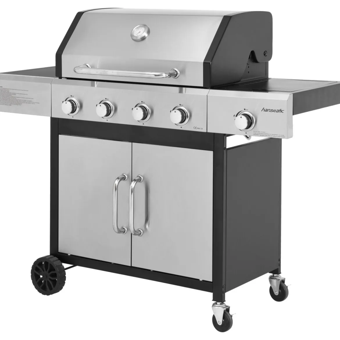 HANSEATIC Gasgrill 4-Brenner Rockford, schwarz/silber - B-Ware
