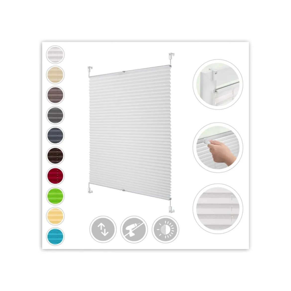 Lichtblick Plissee Klemmfix, ohne Bohren, verspannt, ab 45 x 130 cm - B-Ware