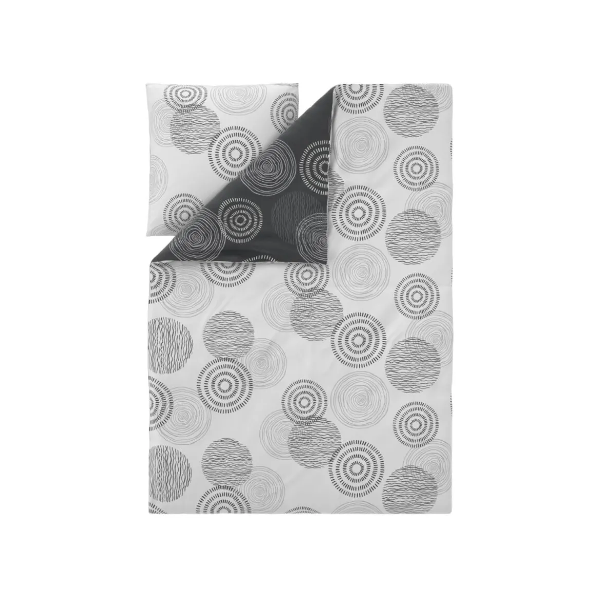 LIVARNO® Edel-Renforcé-Wendebettwäsche, 135 x 200 cm, Kreise - B-Ware neuwertig
