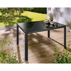 LIVARNO home Alu-Gartentisch Houston, mit Wendetischplatte, schwarz - B-Ware neuwertig