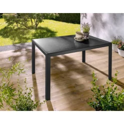 LIVARNO home Alu-Gartentisch »Houston«, mit Wendetischplatte, schwarz - B-Ware sehr gut