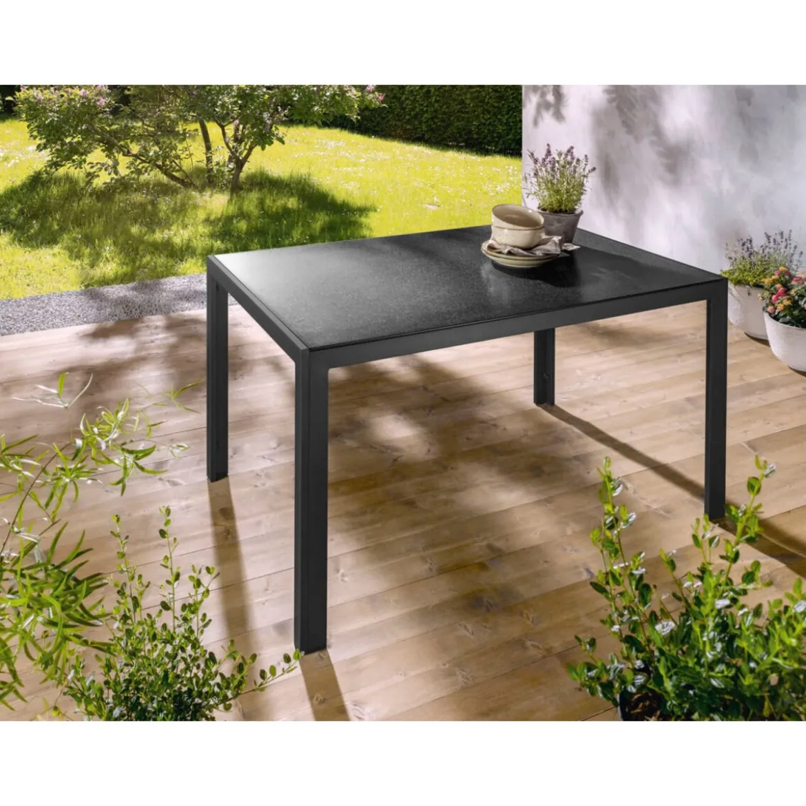LIVARNO home Alu-Gartentisch »Houston«, mit Wendetischplatte, schwarz - B-Ware sehr gut
