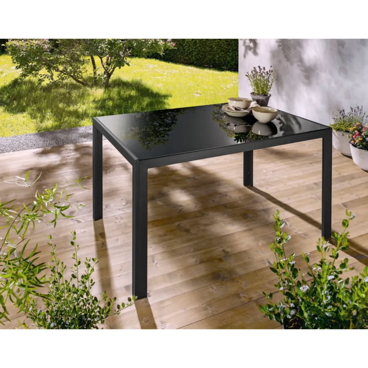 LIVARNO home Alu-Gartentisch »Houston«, mit Wendetischplatte, schwarz - B-Ware sehr gut
