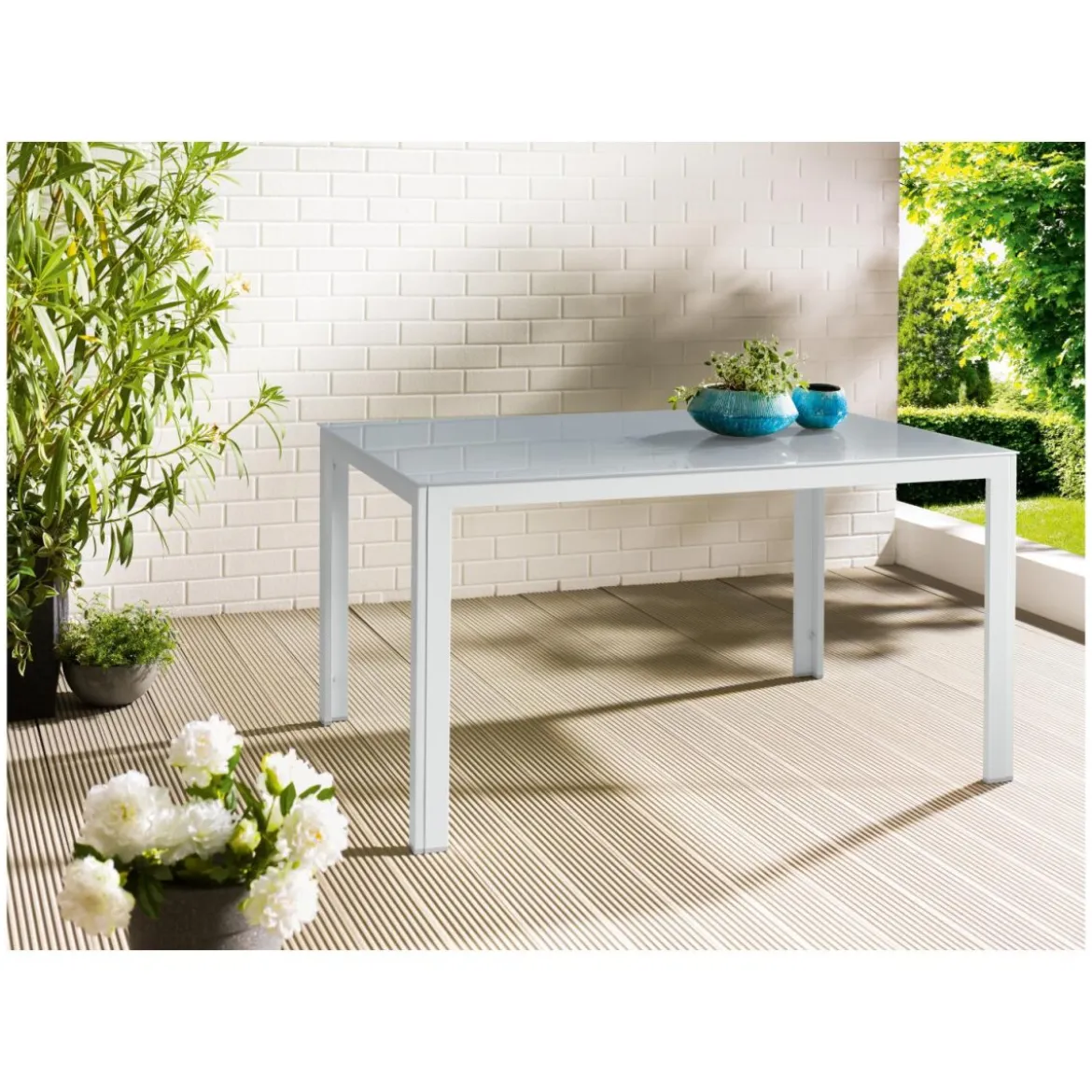 LIVARNO HOME Alu-Gartentisch »Houston« weiß, 140 x 92 x 74 cm - B-Ware