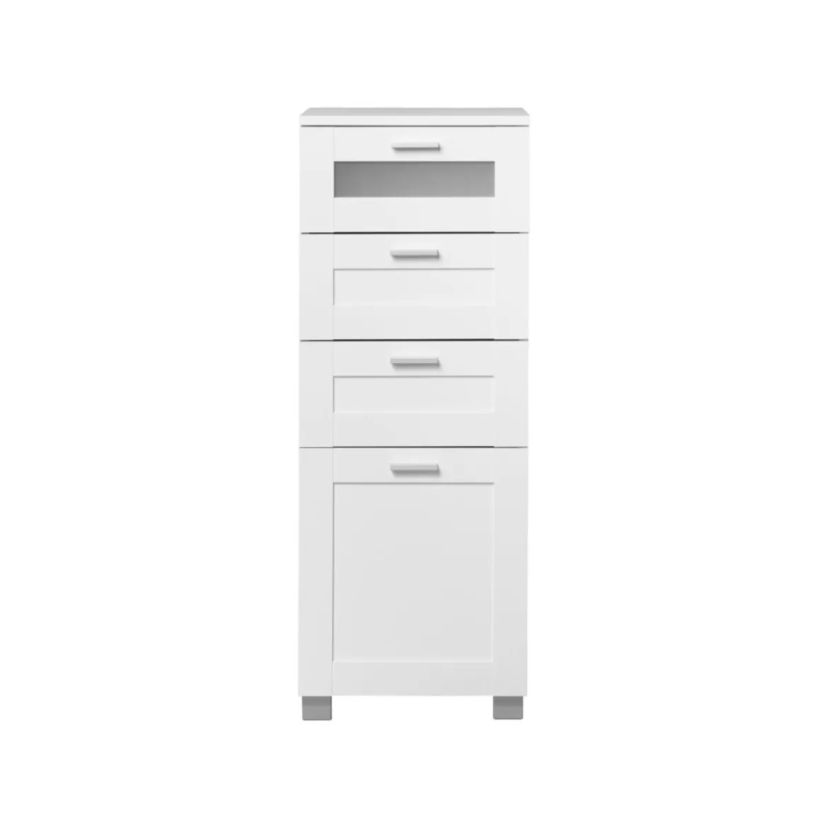 LIVARNO home Bad-Seitenschrank »Basel«, mit 4 Glasrahmenschubkästen - B-Ware neuwertig