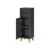LIVARNO home Bad-Seitenschrank, mit Wellenoptik, schwarz - B-Ware sehr gut