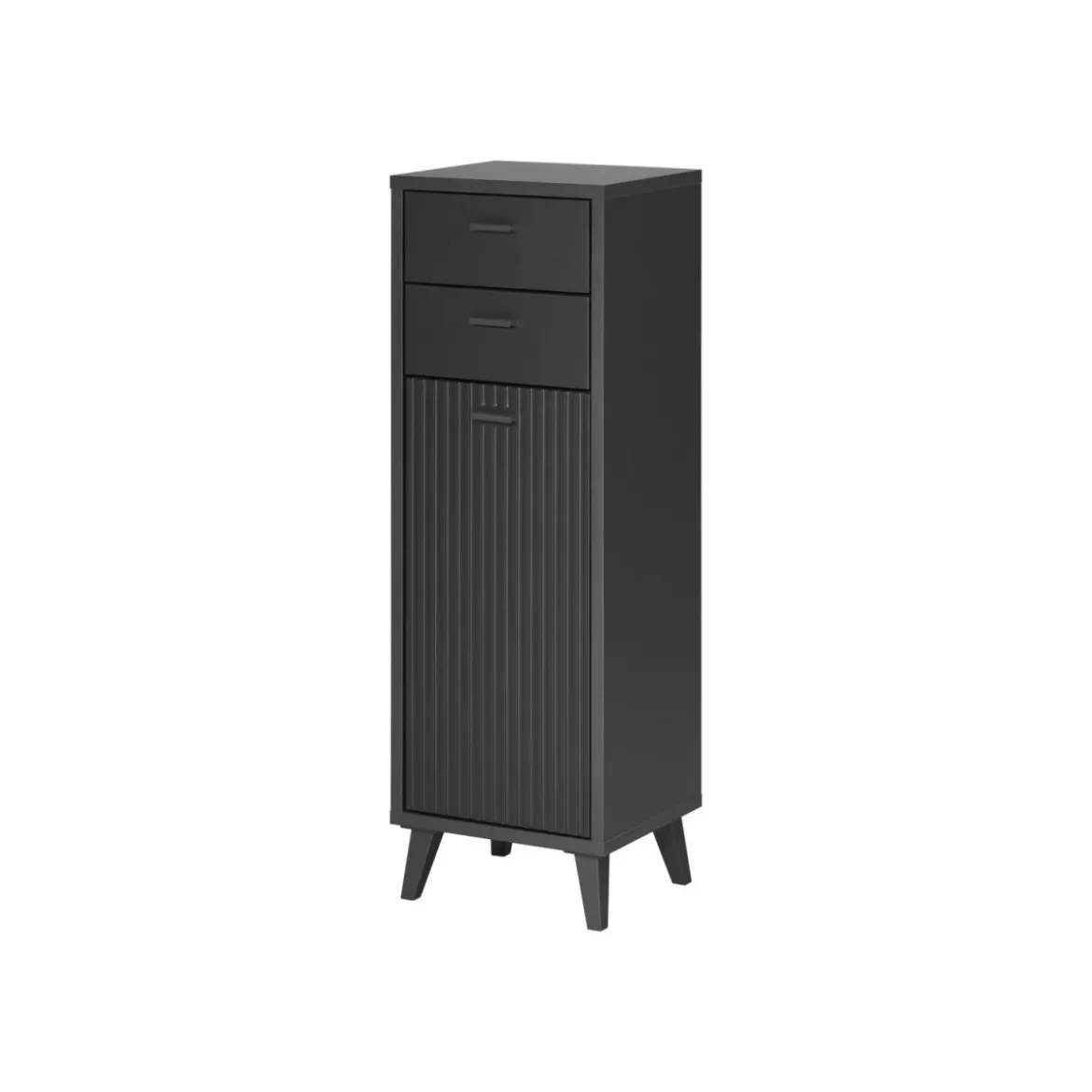 LIVARNO home Bad-Seitenschrank, mit Wellenoptik, schwarz - B-Ware sehr gut