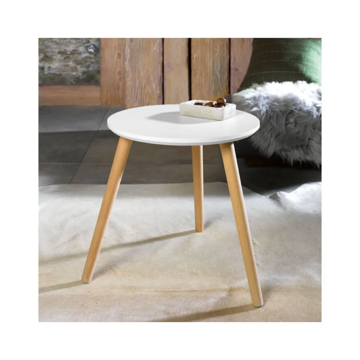 LIVARNO HOME Beistelltisch, Ø 40 cm (Weiß) - B-Ware sehr gut