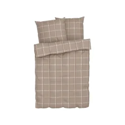 LIVARNO home Bettwäsche, aus Feinbiber, 200 x 220 cm, Karo/braun - B-Ware sehr gut
