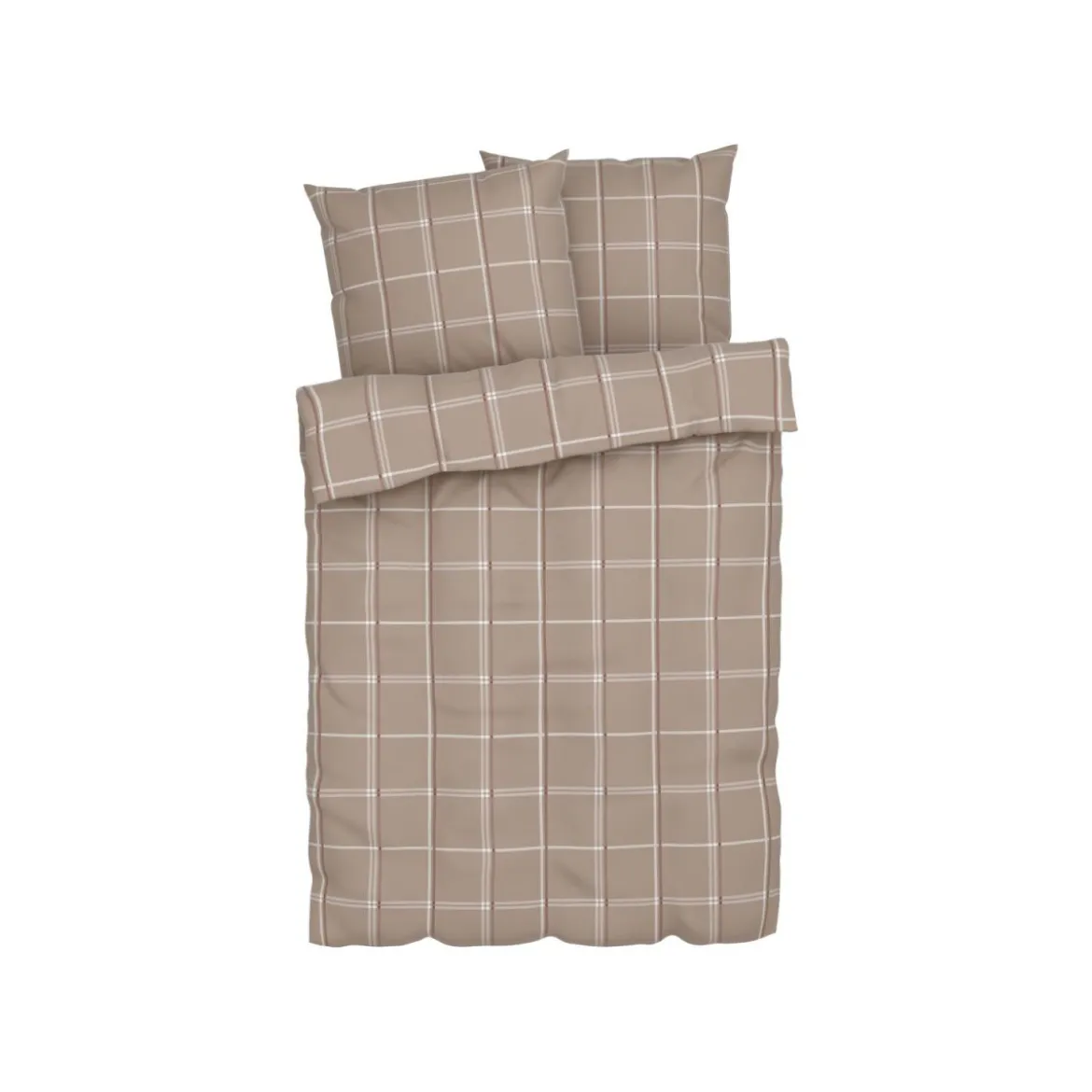 LIVARNO home Bettwäsche, aus Feinbiber, 200 x 220 cm, Karo/braun - B-Ware sehr gut