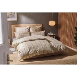 LIVARNO home Bettwäsche, aus Feinbiber, 200 x 220 cm, Karo/braun - B-Ware sehr gut