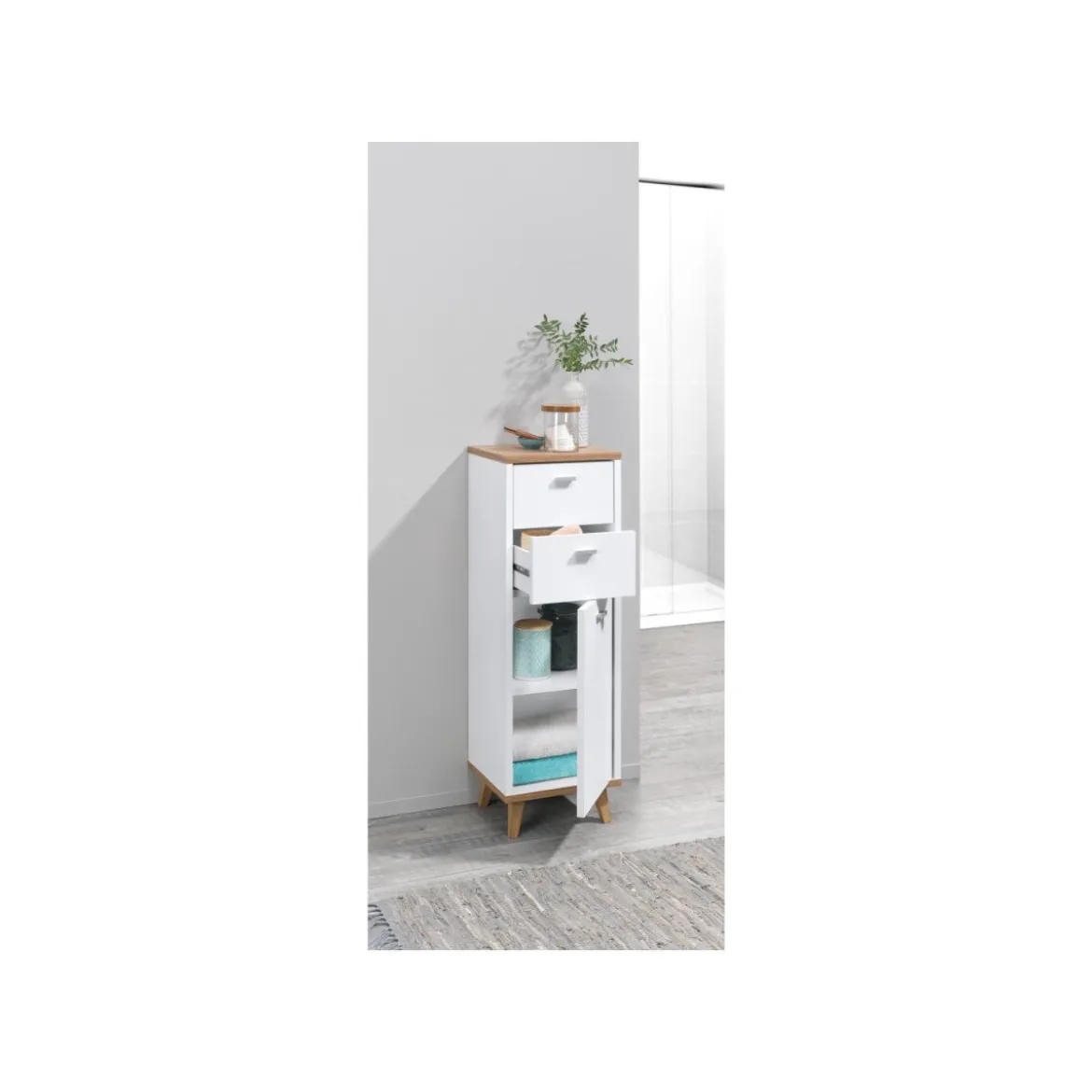 LIVARNO home »CORFU« Badezimmer-Seitenschrank, weiß - B-Ware sehr gut