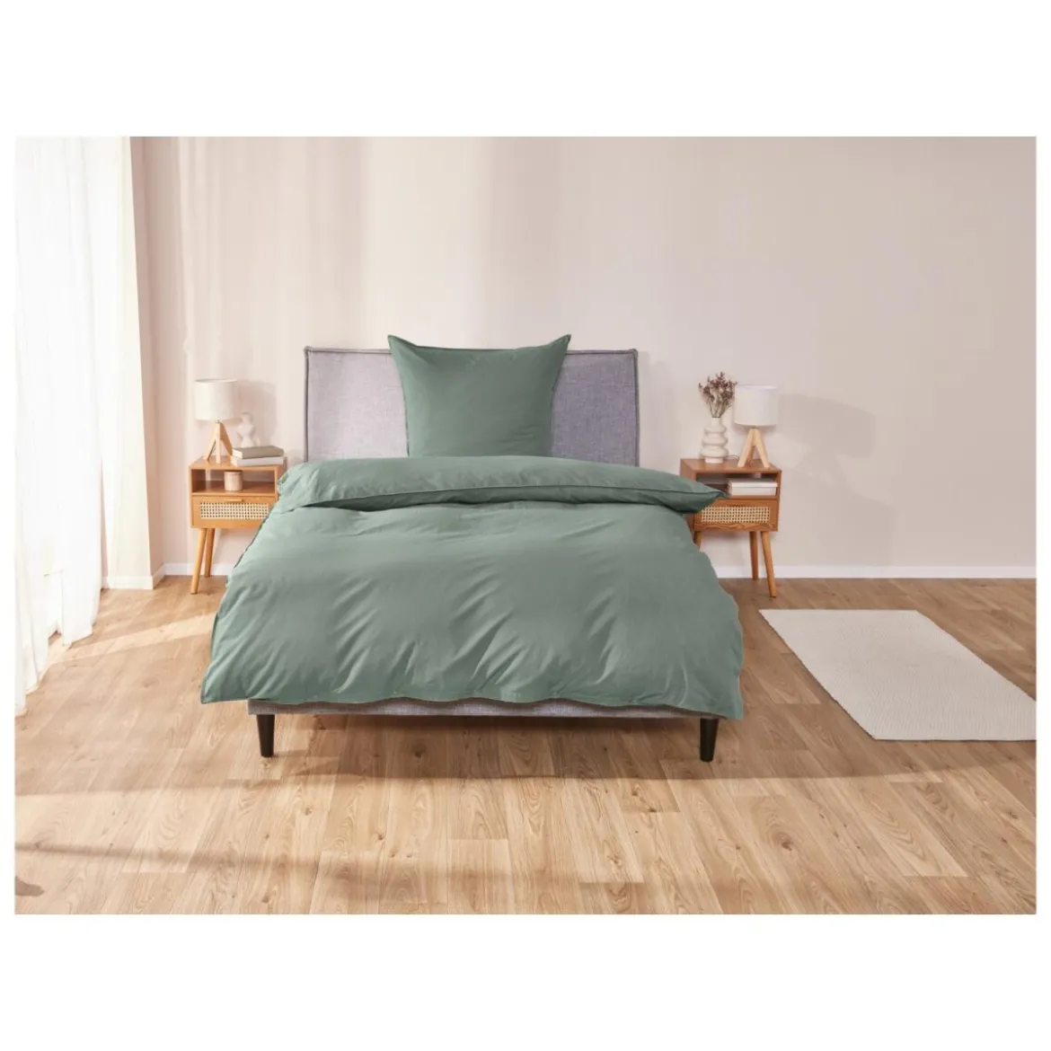 LIVARNO home Edel-Renforcé-Bettwäsche, 135 x 200 cm (Grün) - B-Ware neuwertig