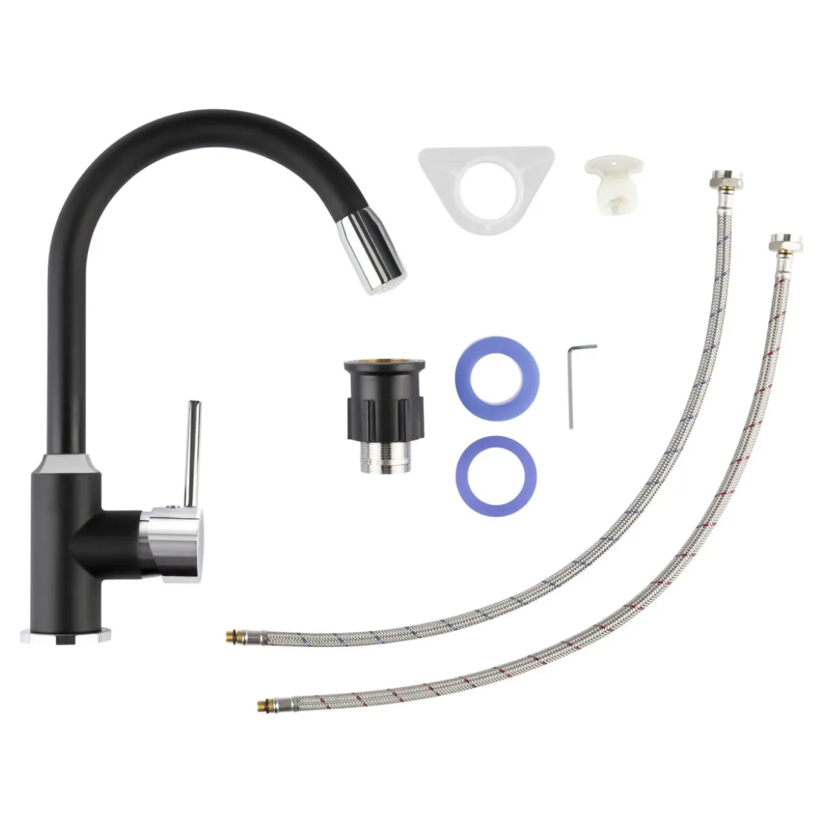 LIVARNO home LED-Spültischarmatur, 360° schwenkbar (chrom-schwarz) - B-Ware gut