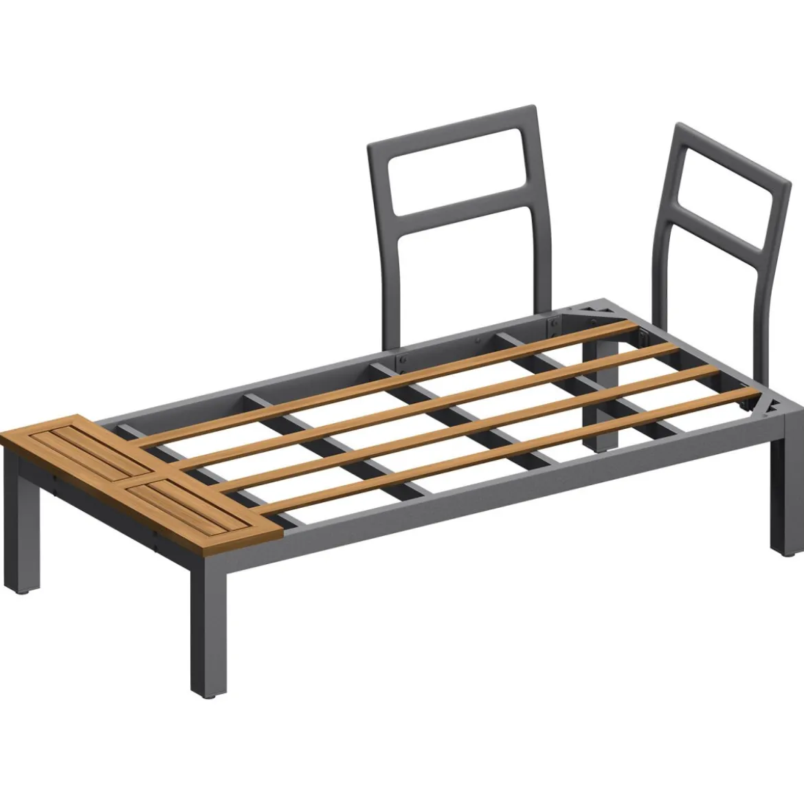 LIVARNO home Loungeecke, 3-teilig, aus Alu und Holz, braun/grau - B-Ware neuwertig