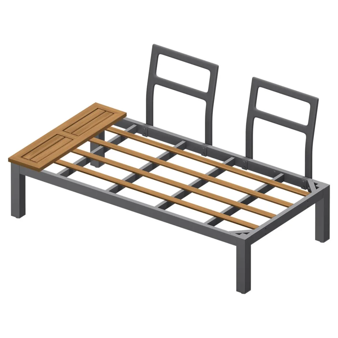 LIVARNO home Loungeecke, 3-teilig, aus Alu und Holz, braun/grau - B-Ware neuwertig