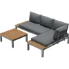 LIVARNO home Loungeecke, 3-teilig, aus Alu und Holz, braun/grau - B-Ware gut