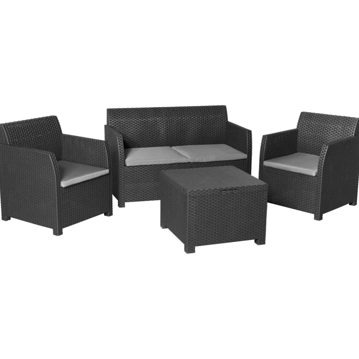 LIVARNO home Loungeset mit Tisch, 4-teilig, Kunststoff, anthrazit - B-Ware neuwertig