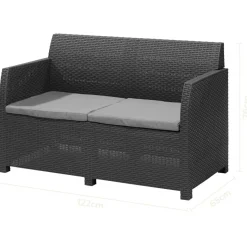 LIVARNO home Loungeset mit Tisch, 4-teilig, Kunststoff, anthrazit - B-Ware sehr gut