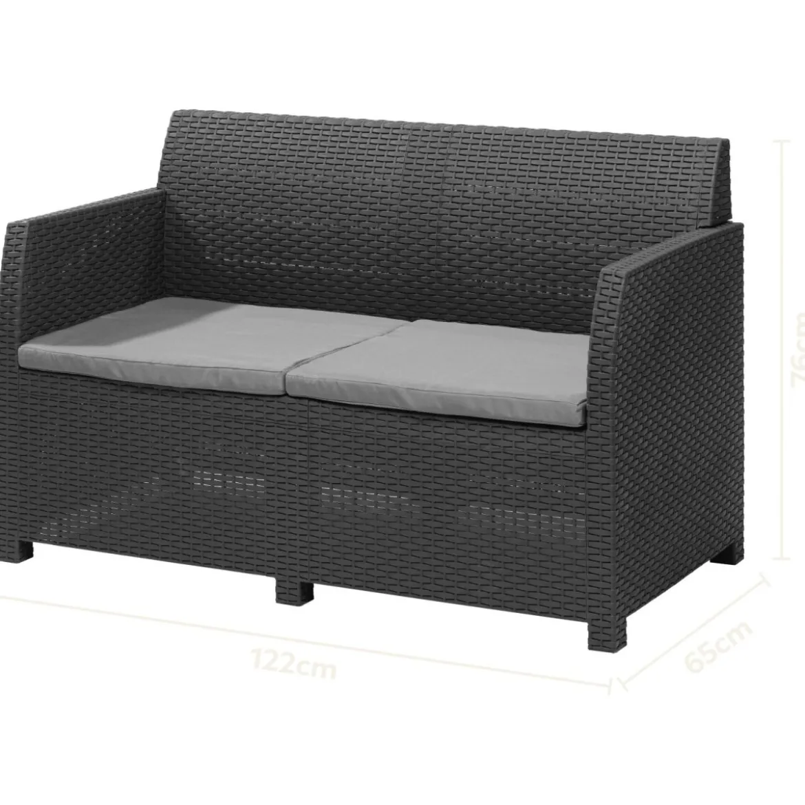 LIVARNO home Loungeset mit Tisch, 4-teilig, Kunststoff, anthrazit - B-Ware sehr gut
