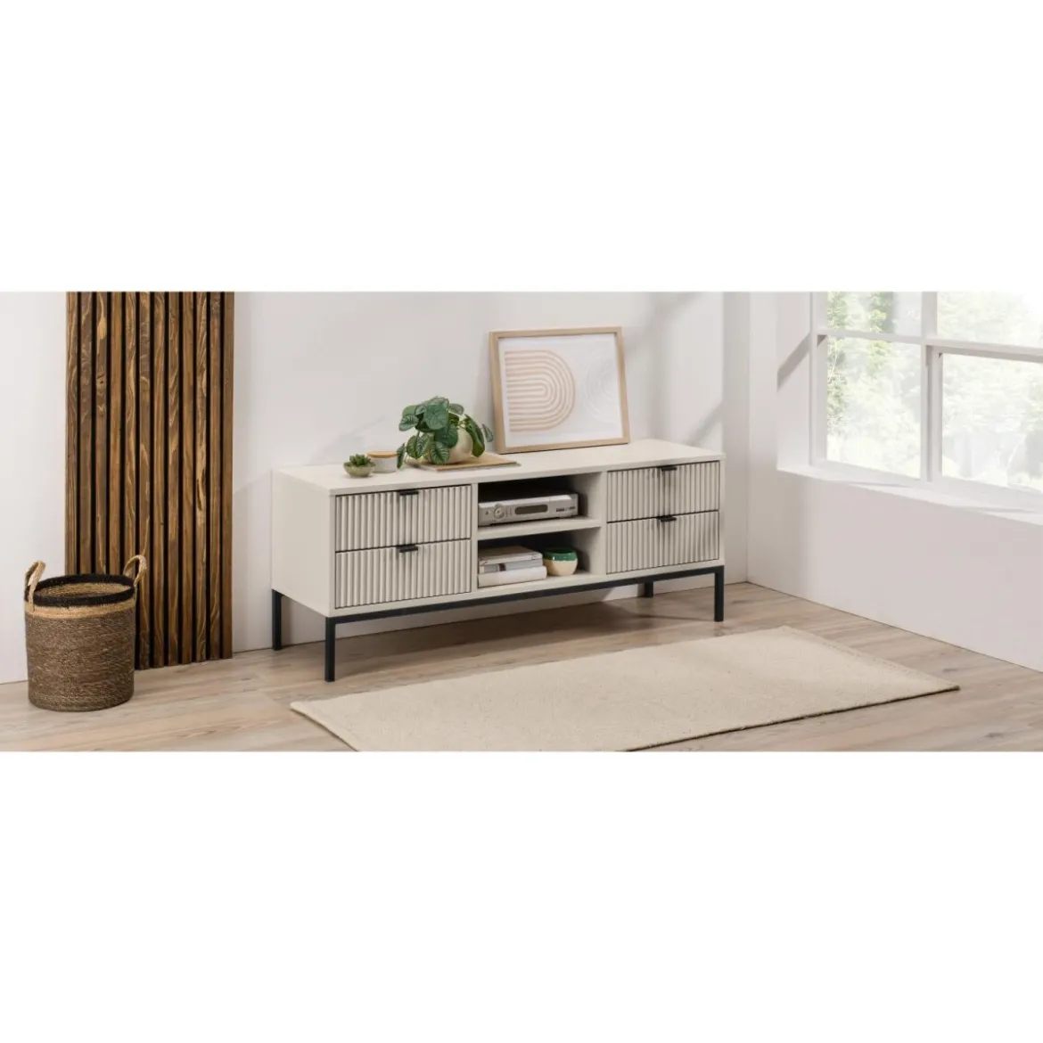 LIVARNO home Lowboard, mit Lamellen-Optik - B-Ware Transportschaden
