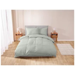 LIVARNO home Mikrofaser-Satin-Bettwäsche, 4-teilig, 140 x 200 cm, 70 x 90 cm, grün - B-Ware neuwertig