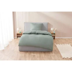LIVARNO home Mikrofaser-Satin-Bettwäsche, 135 x 200 cm (Grün) - B-Ware neuwertig