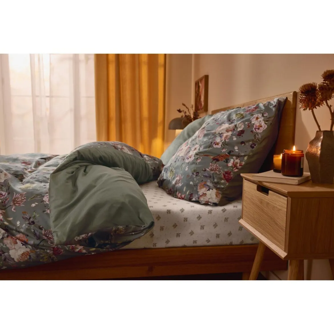 LIVARNO home Mikrofaser-Satin-Bettwäsche, 220 x 240 cm, 70 x 90 cm, Fasan - B-Ware neuwertig