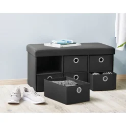 LIVARNO HOME Sitztruhe, mit 6 Schubladen (Schwarz) - B-Ware neuwertig