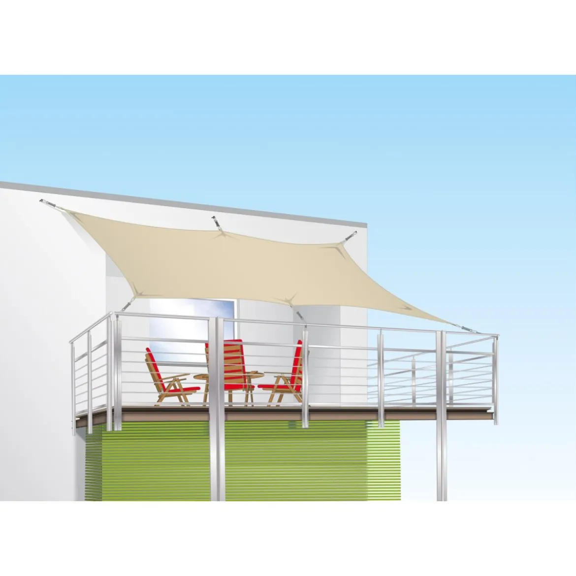 LIVARNO home Sonnensegel, rechteckig, beige - B-Ware neuwertig
