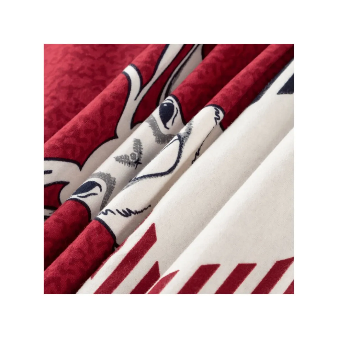 LIVARNO home Winter Jersey Bettwäsche, 155 x 220 cm (Rentier/rot) - B-Ware neuwertig