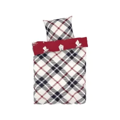 LIVARNO home Winter Jersey Bettwäsche, 155 x 220 cm (Rentier/rot) - B-Ware neuwertig