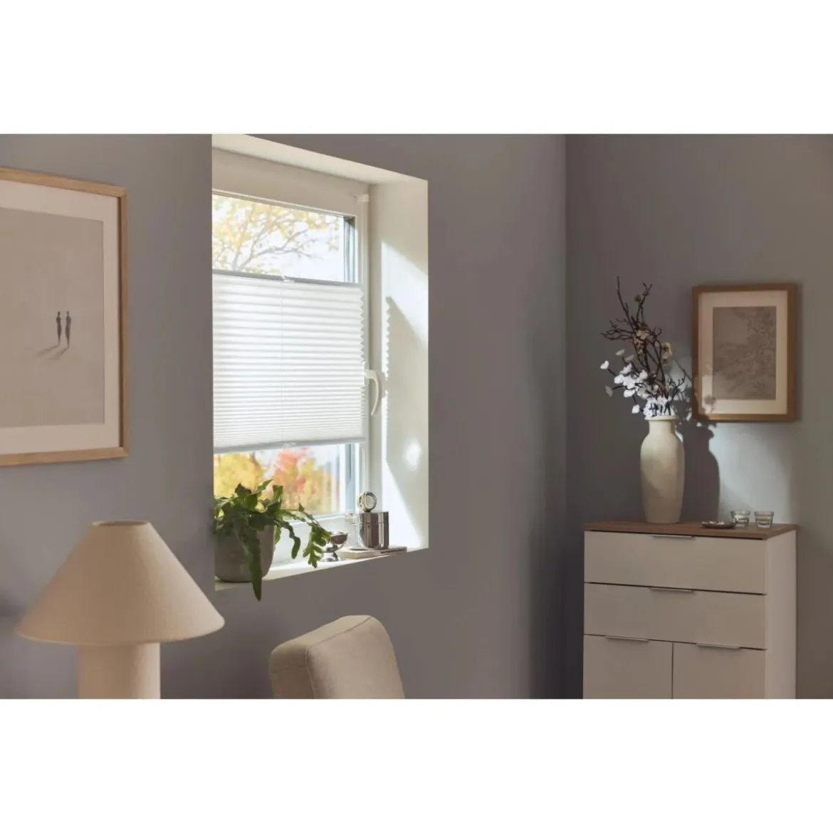 LIVARNO® Plissee-Rollo für Fenster, ohne Bohren, 80 x 130 cm - B-Ware