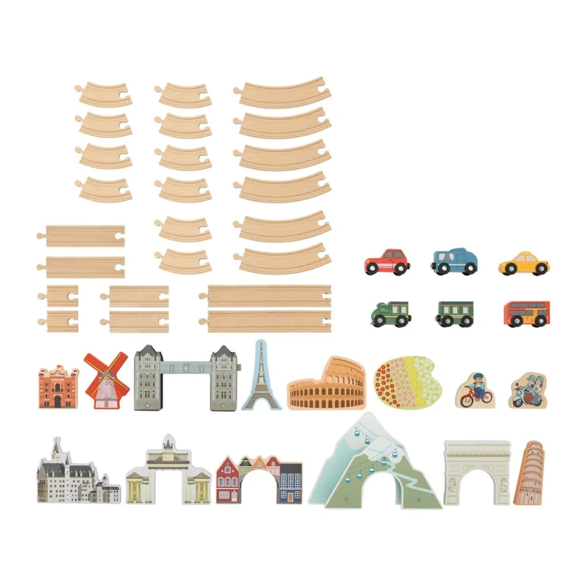 lupilu® Holzeisenbahn-Set, Europareise - B-Ware neuwertig