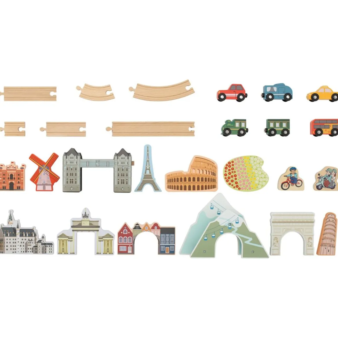 lupilu® Holzeisenbahn-Set, Europareise - B-Ware neuwertig