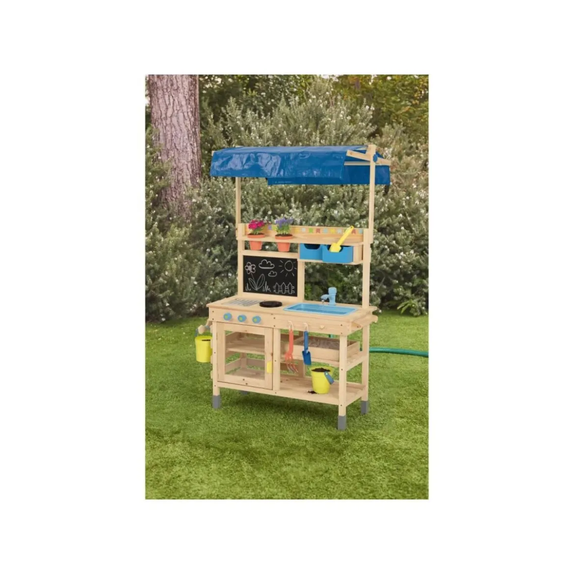 LUPILU® Matschküche Holz mit Dach - B-Ware neuwertig