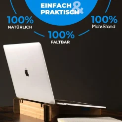 MateStand Ergonomischer Laptopständer, Bambus, bis 16 Zoll - B-Ware neuwertig