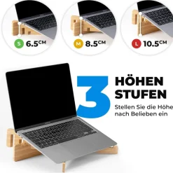 MateStand Ergonomischer Laptopständer, Bambus, bis 16 Zoll - B-Ware neuwertig