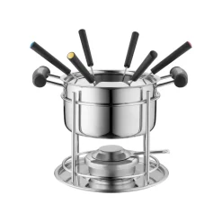 MÄSER Fondue-Set, mit Rechaud und 6 Fonduegabeln (Silber / Schwarz, 11 tlg.) - B-Ware sehr gut