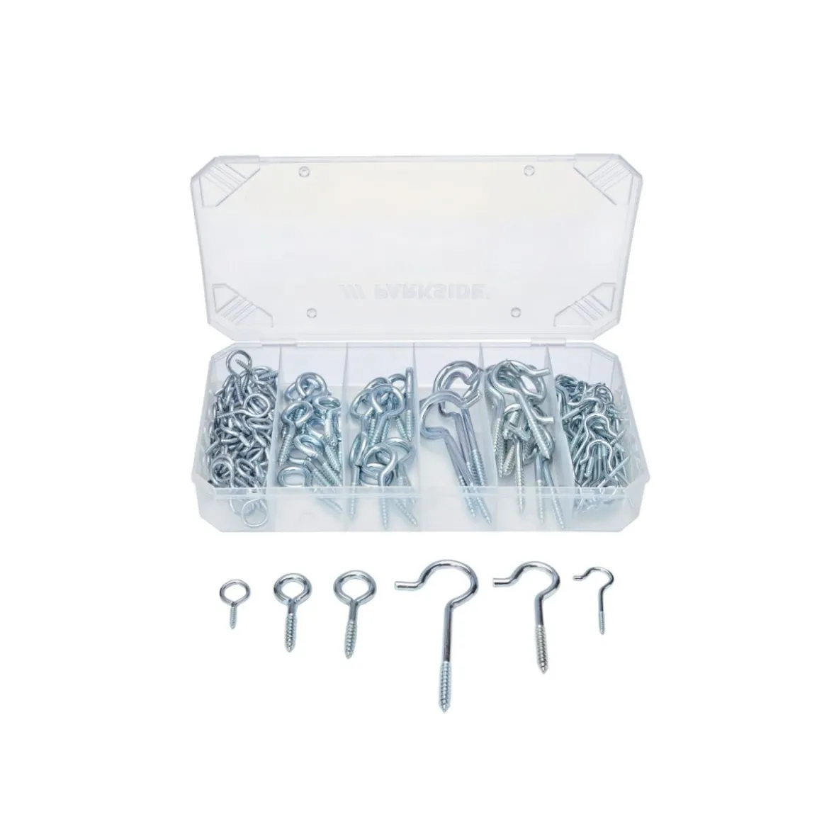 PARKSIDE® Haken-und-Ösen- / Schrumpfschlauch- / Blindnieten- / Dichtungsring- / Schlauchklemmen- / Flügelkopf-Schlauchklemmen-Sort (Haken/Ösensort. 151tlg.) - B-Ware sehr gut
