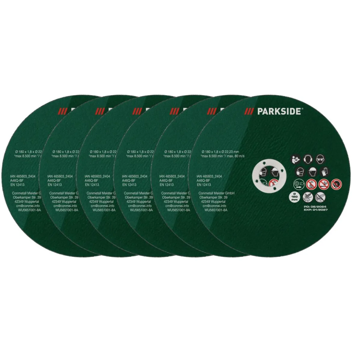 PARKSIDE® Metall-Trennscheiben / Edelstahl-Trennscheiben, Ø 180 mm, 6 Stück - B-Ware