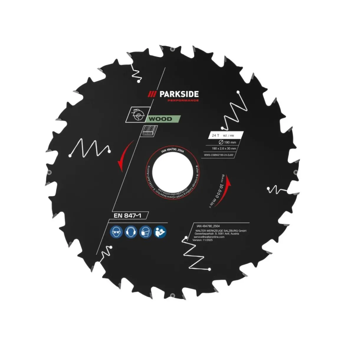PARKSIDE PERFORMANCE® Kreissägeblatt, Ø 190 mm, Holz 24 Zähne - B-Ware neuwertig