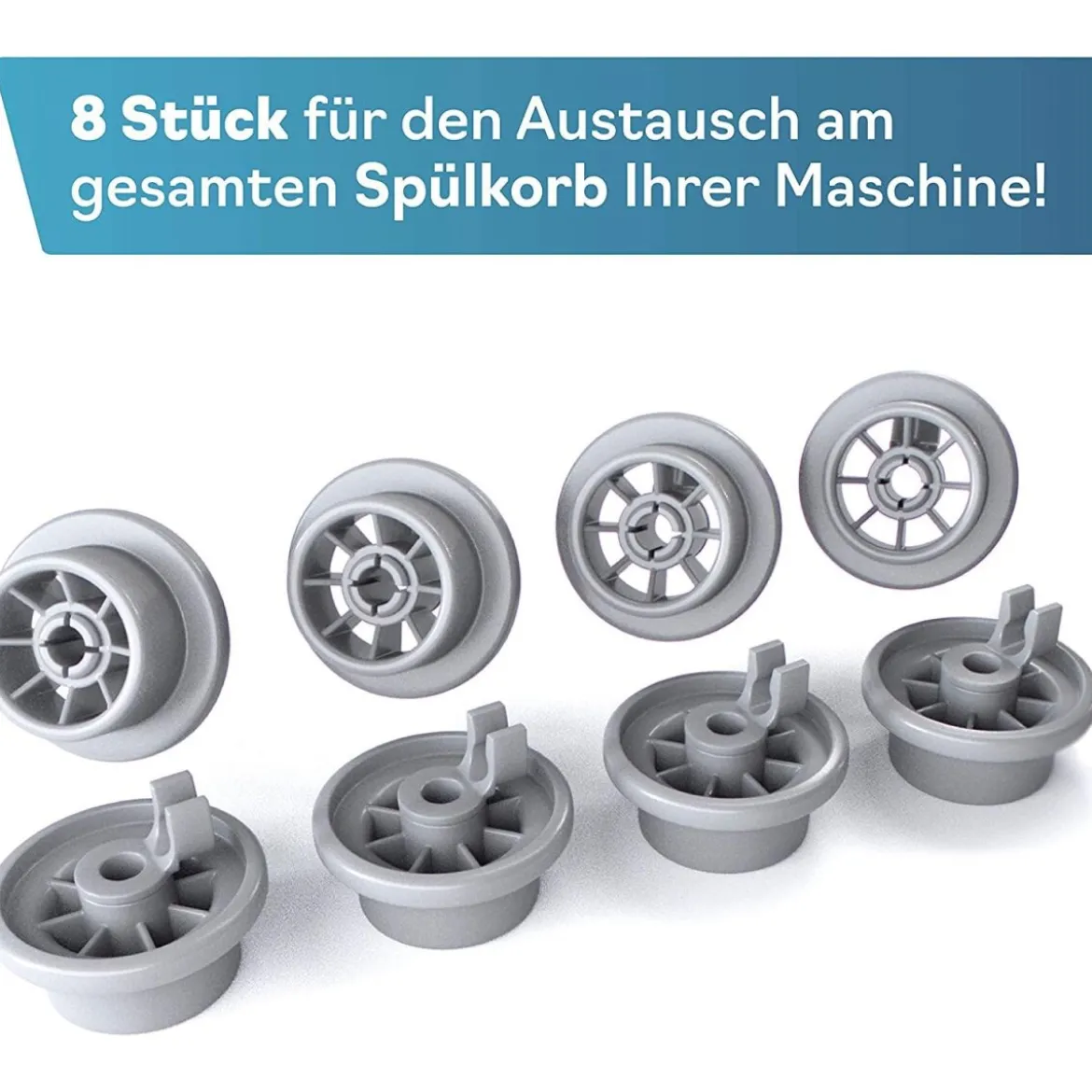 Plemont Spülmaschinen-Rollen, 8er Set, Universell für viele gängige Bosch & Siemens Geschirrspüler - B-Ware sehr gut
