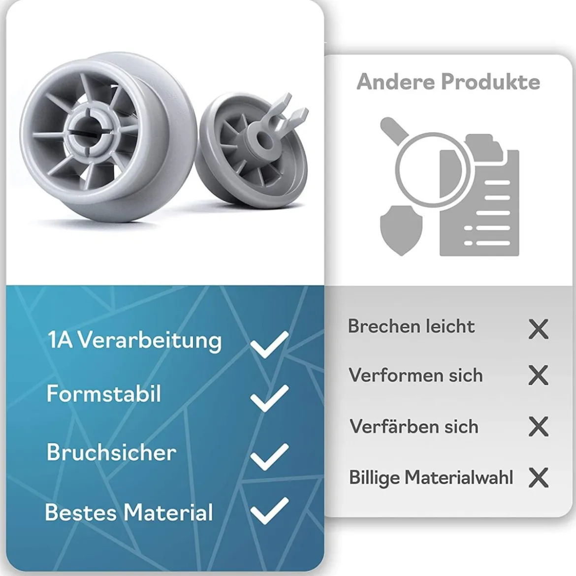 Plemont Spülmaschinen-Rollen, 8er Set, Universell für viele gängige Bosch & Siemens Geschirrspüler - B-Ware sehr gut