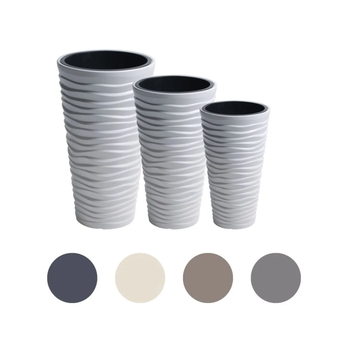 Prosperplast Blumentopf »Sand Slim«, herausnehmbarer Einsatz, mit horizontaler Wellenoptik - B-Ware