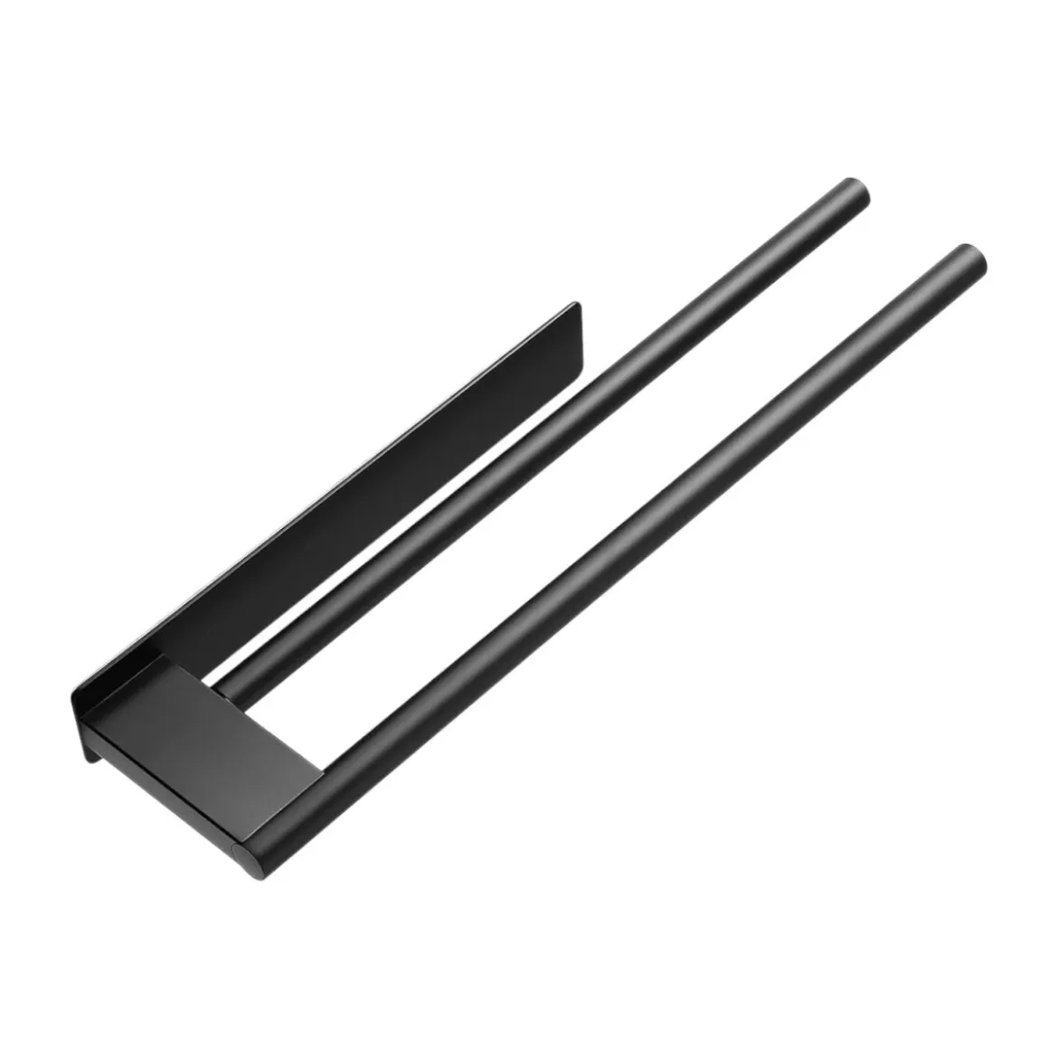 Ribelli Doppelarm-Handtuchhalter, 39 x 9 x 4 cm, ohne Bohren, schwarz - B-Ware