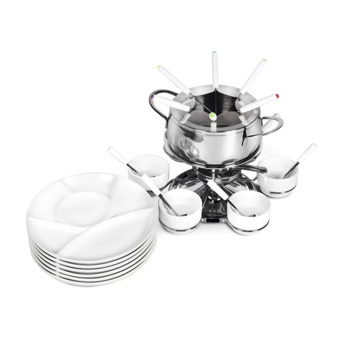 Ribelli Fondue SET 28 PCS Fondueset, Edelstahl, 16 cm Durchmesser - B-Ware