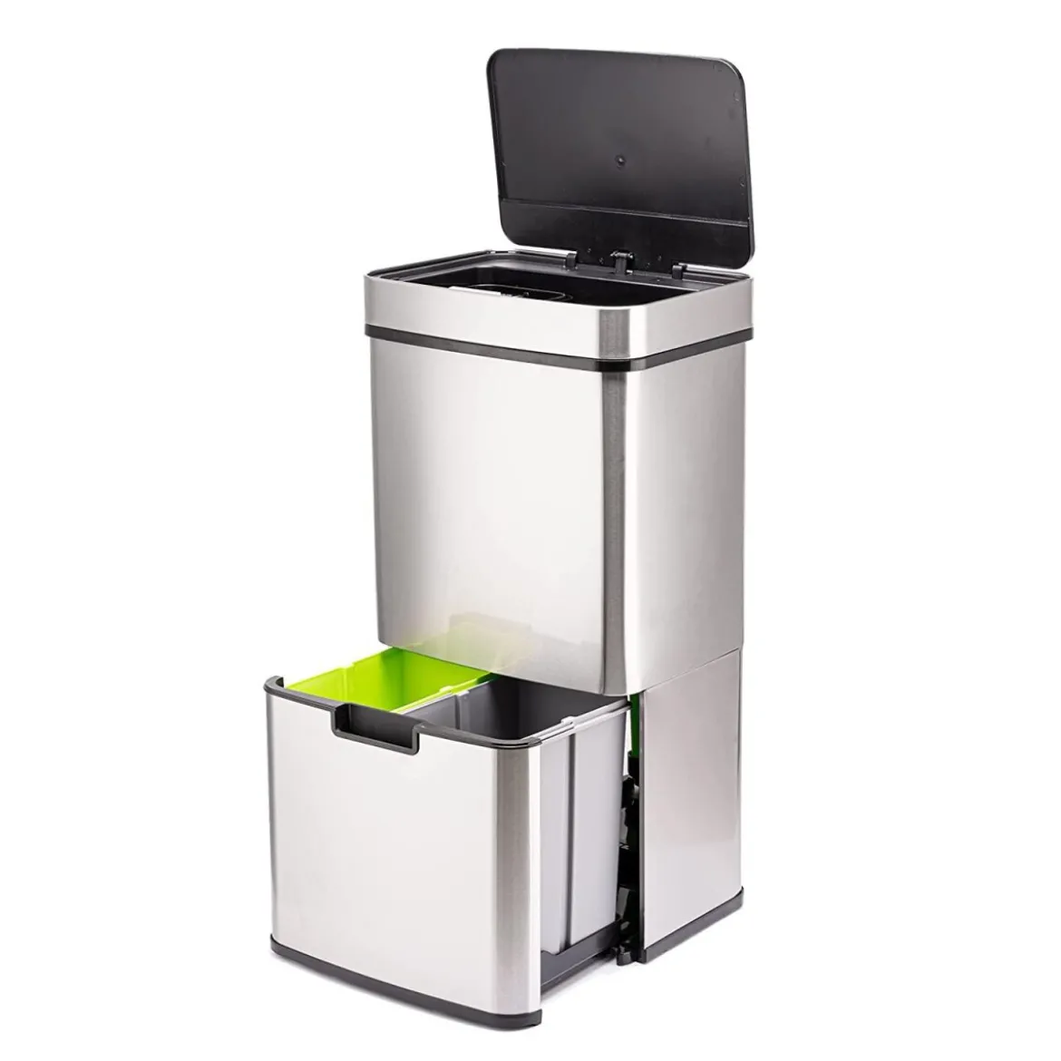 Ribelli Sensor Mülleimer, 4 Fächer, 72 L, silber - B-Ware sehr gut